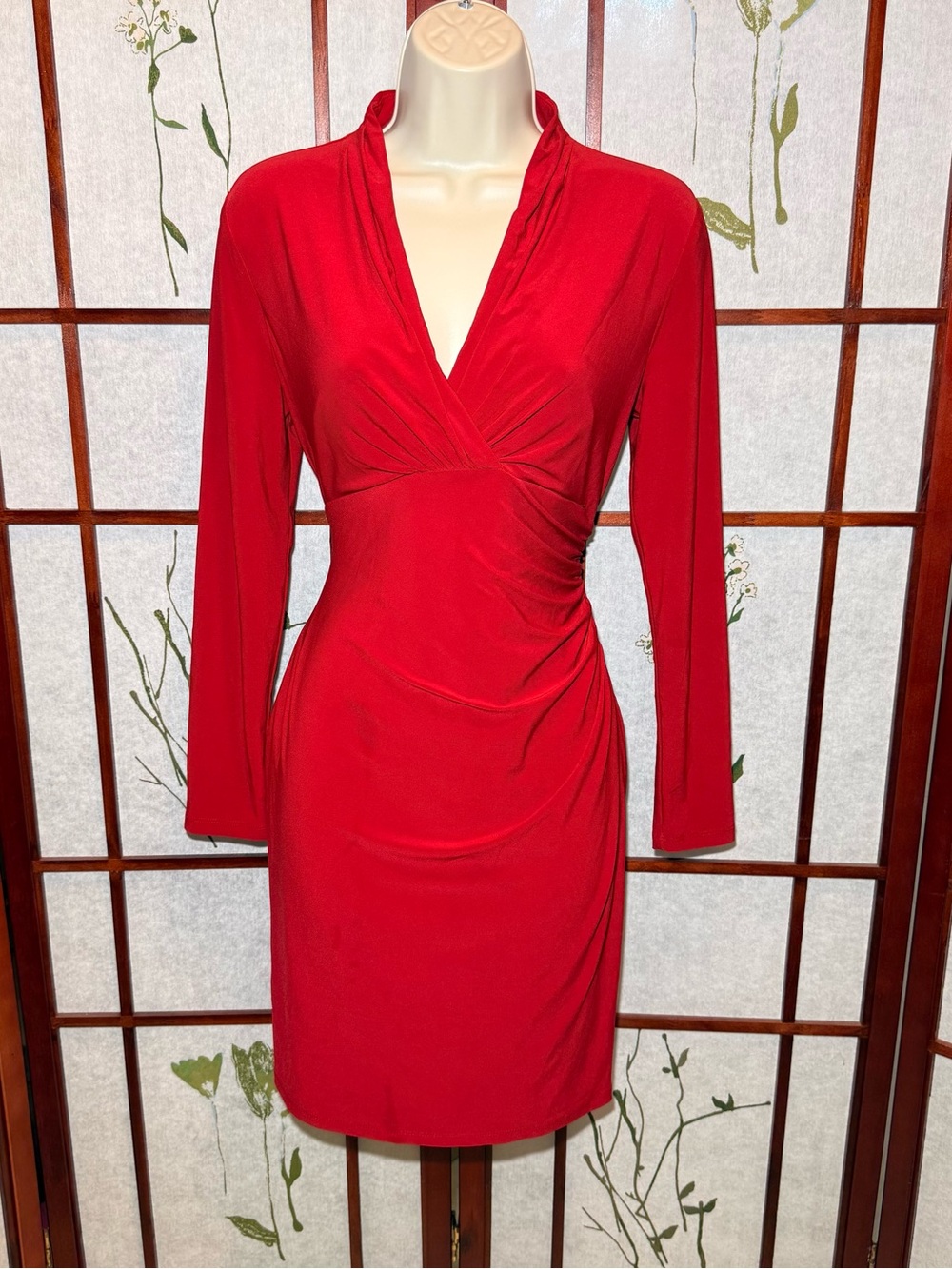 Lauren by Ralph Lauren Women’s Red long sleeve gathered empire dress size 6P